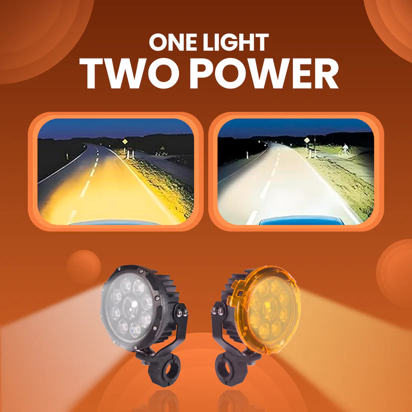 LGP DK-90S 170W LED Spotlight with Yellow Filter | High Power Auxiliary Fog Light for Bike & Car | IP67 Waterproof Driving Lamp