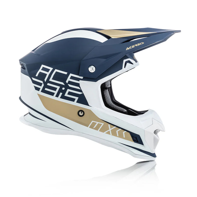 ACERBIS PROFILE 4 Motocross Helmet Gloss - White/Blue – ECE 22-05 Certified