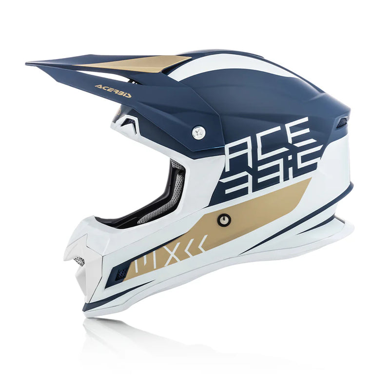 ACERBIS PROFILE 4 Motocross Helmet Gloss - White/Blue – ECE 22-05 Certified