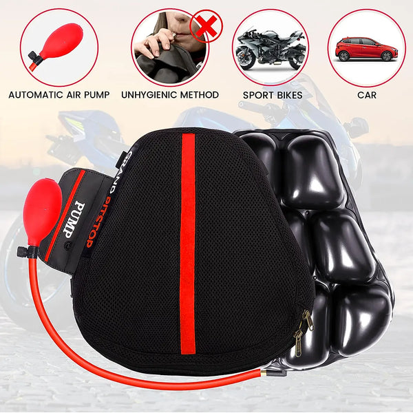 Air Bubble Airseat for Motorcycle and Car Lumbar Support - Sports Premium with Pump | Grand Pitstop