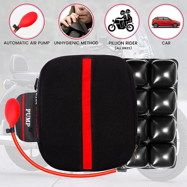 Air Bubble Airseat for Motorcycle and Car Lumbar Support - Pillion Premium with Pump | Grand Pitstop