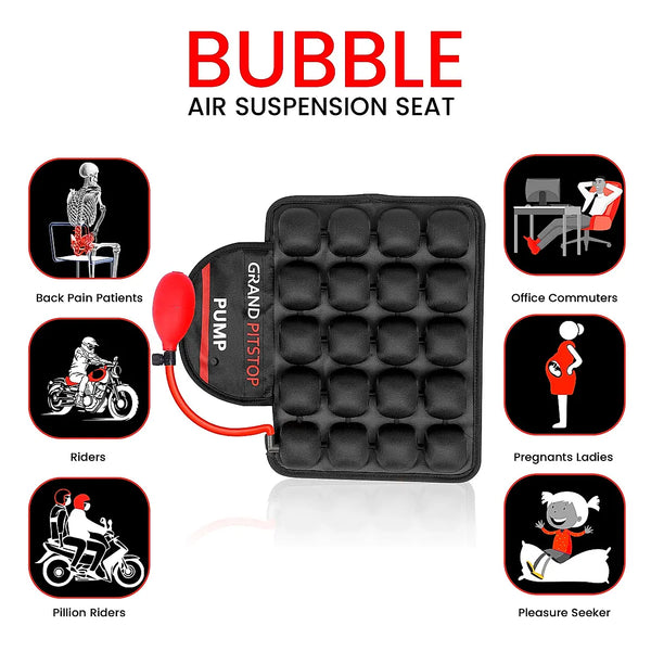 Air Bubble Airseat for Motorcycle and Car Lumbar Support - Pillion with Pump - Grand Pitstop