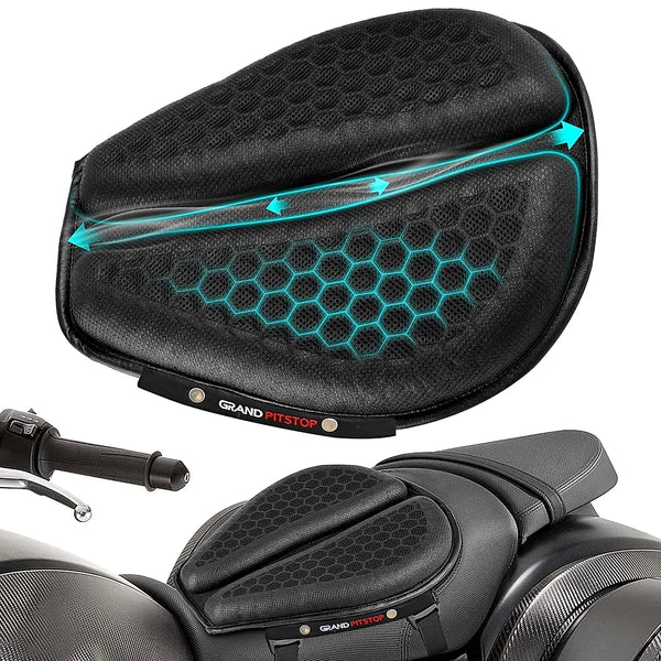 Motorcycle Honeycomb Gel Air Seat Cushion for Motorcycle and Car Lumbar Support - Universal Fit & Breathable Design | Grand Pitstop