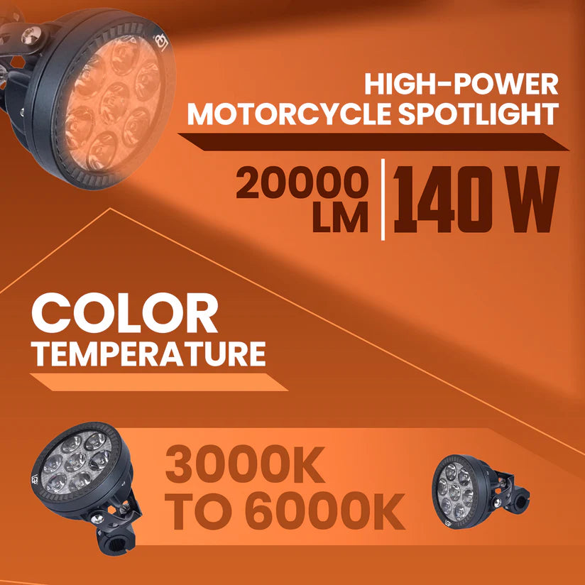 LGP DK70 7 LED High-Power Motorcycle Spotlight, 140W 20000LM LED Auxiliary Light