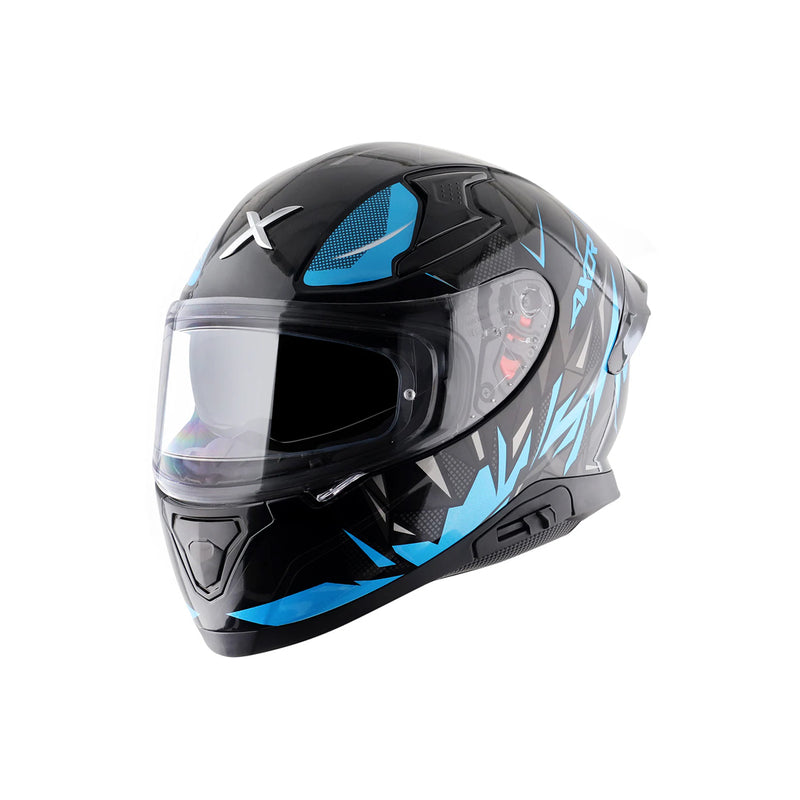 Helmet/Axor/APEX HUNTER /GLOSS BLACK NEON BLUE/Xl FREE TBOLT HELMET CLEANER