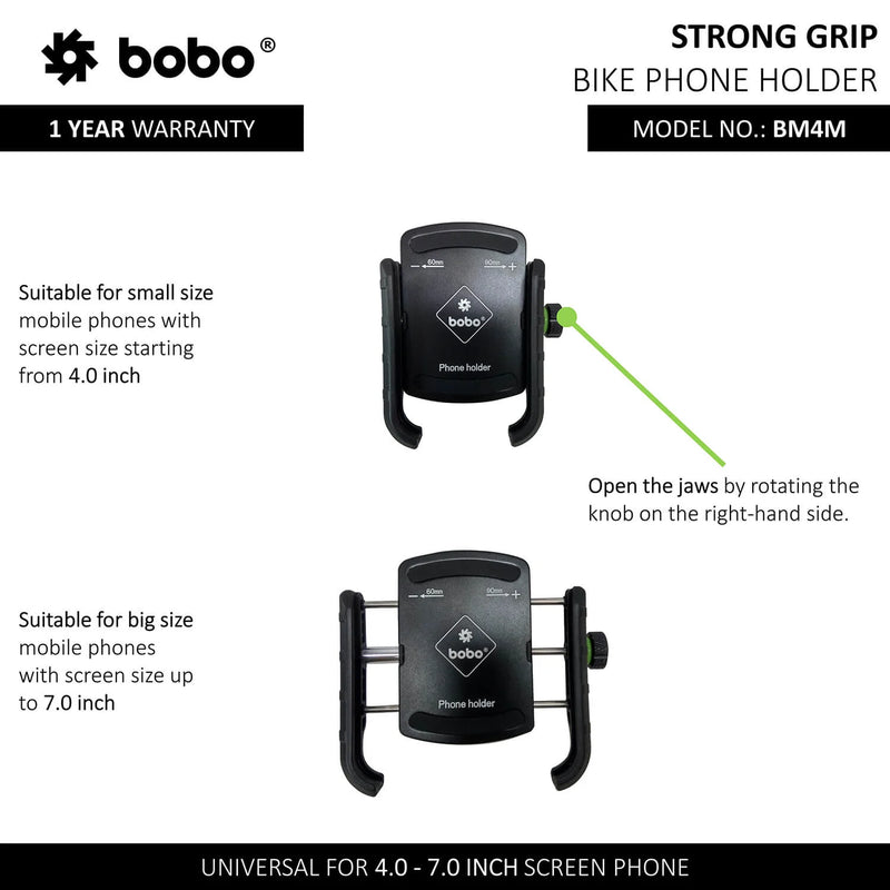 BOBO BM4M Jaw-Grip Bike/Cycle Phone Holder – Universal Motorcycle Mobile Mount