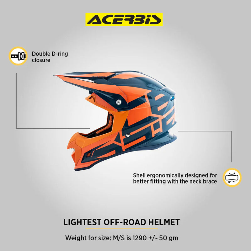 ACERBIS PROFILE 4 Motocross Helmet Gloss - Blue/Orange – ECE 22-05 Certified