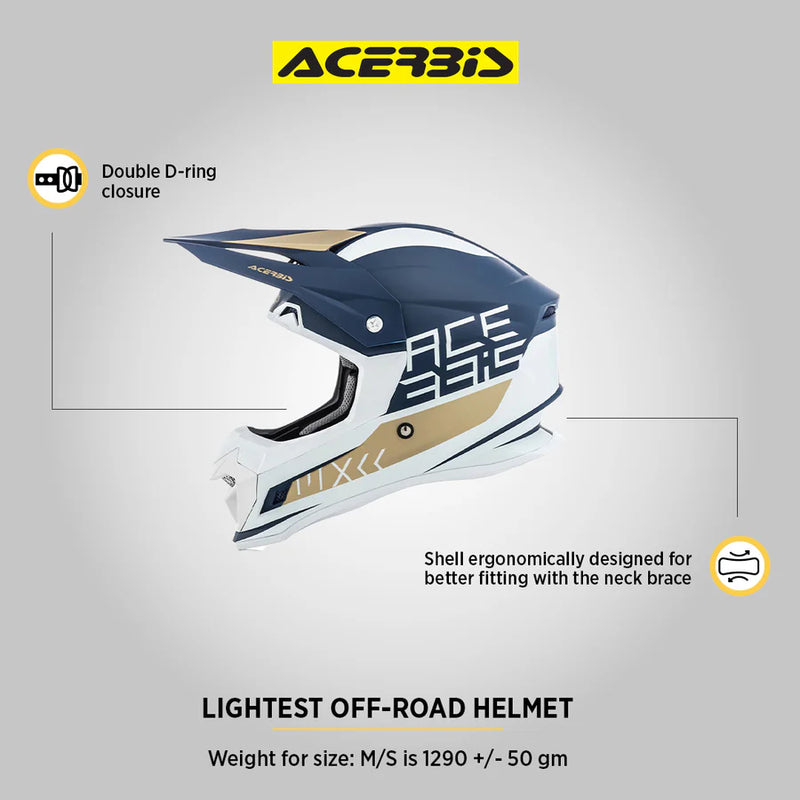 ACERBIS PROFILE 4 Motocross Helmet Gloss - White/Blue – ECE 22-05 Certified