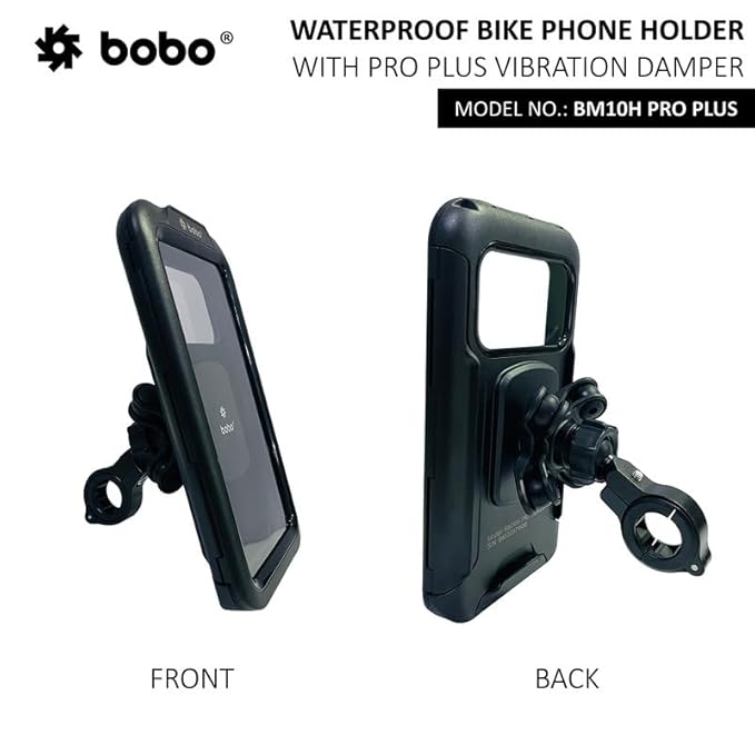 BOBO BM10H PRO PLUS Fully Waterproof Bike / Cycle Phone Holder with PRO PLUS Vibration Damper Motorcycle Mobile Mount