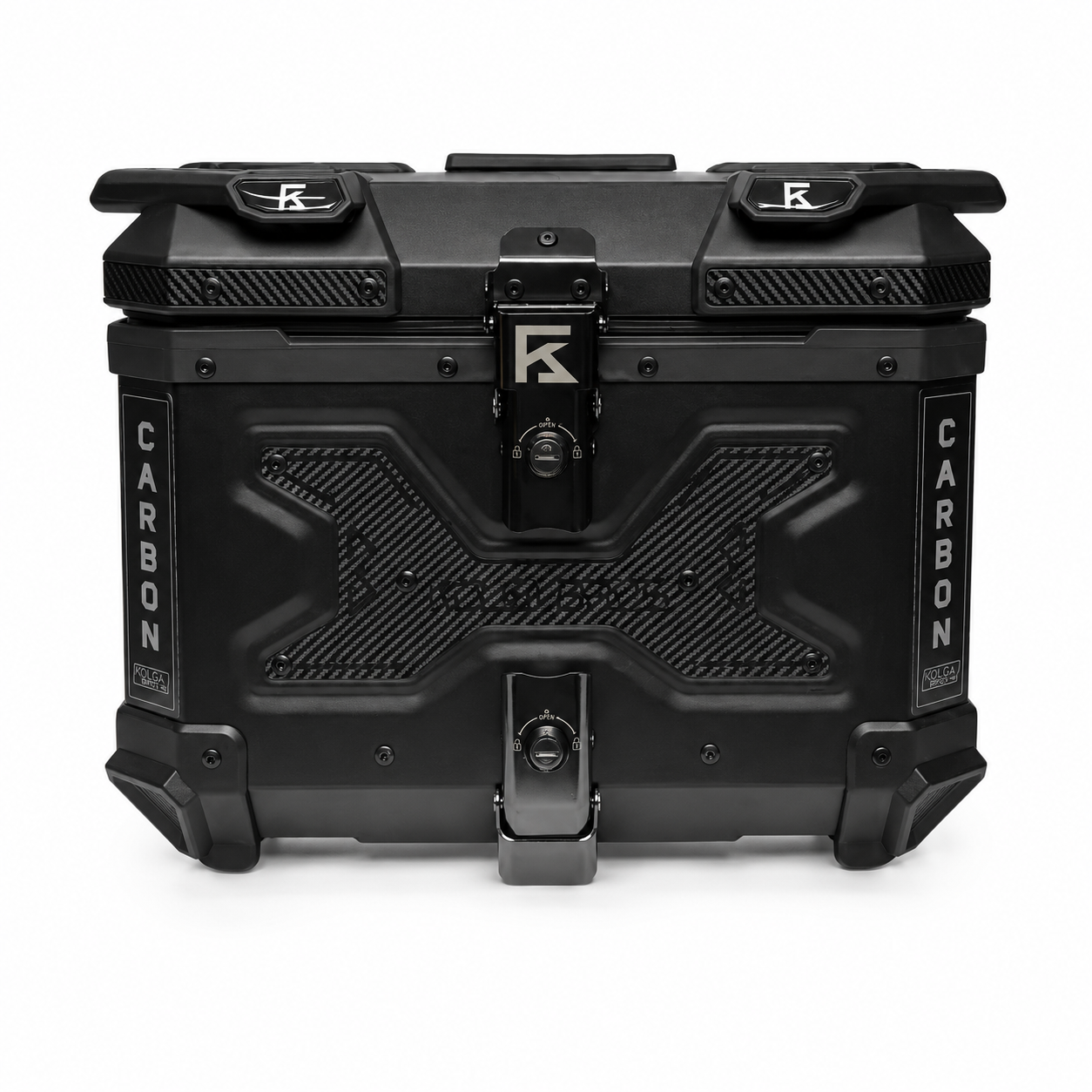 Kolga Bros Aluminium Alloy Carbon Moto Trunk 55L Top Box – Black