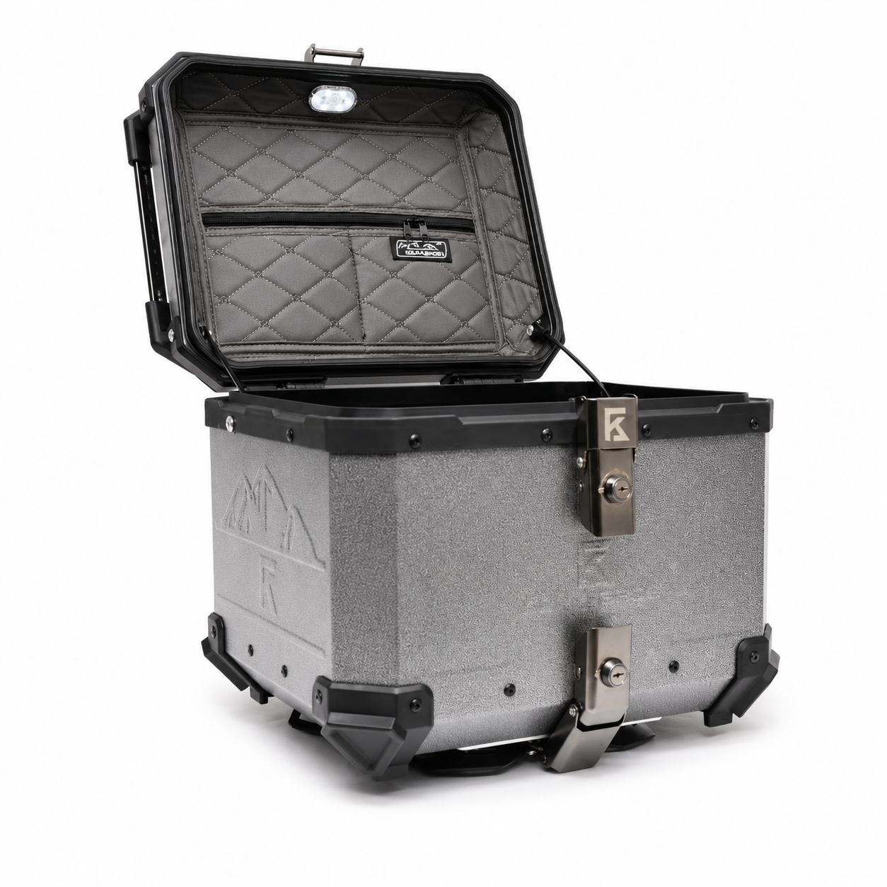Kolga Bros Beast Moto Trunk with Terra Lock Aluminium Alloy Top Box – Silver (KBMT-04)