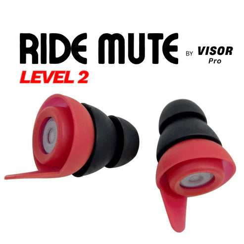 RideMute Level 2 Motorcycle Earplugs by VisorPro 24dB Noise Filter
