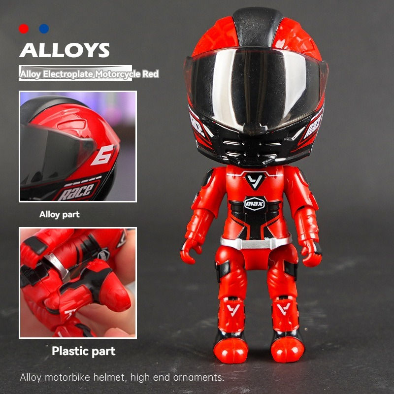 MotoGP Helmet Metal Mini Figure, Die-Cast Transforming Action Figure, Poseable Racing Character with Helmet
