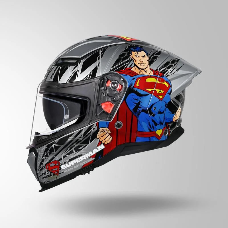 STUDDS HELIOS SUPERMAN EDITION SILVER & BLUE | ISI & DOT Certified HELMET