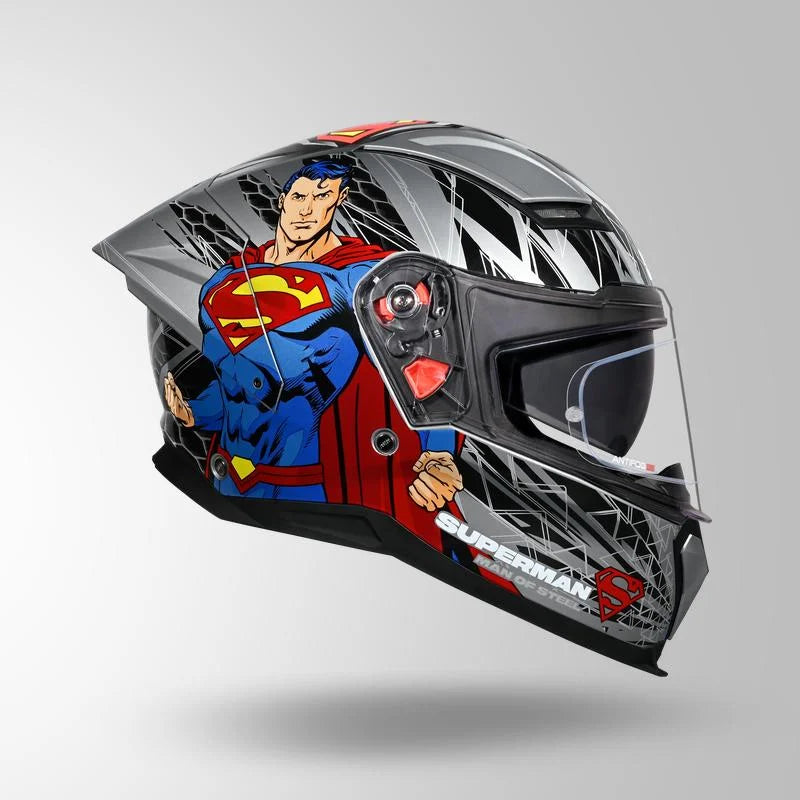 STUDDS HELIOS SUPERMAN EDITION SILVER & BLUE | ISI & DOT Certified HELMET
