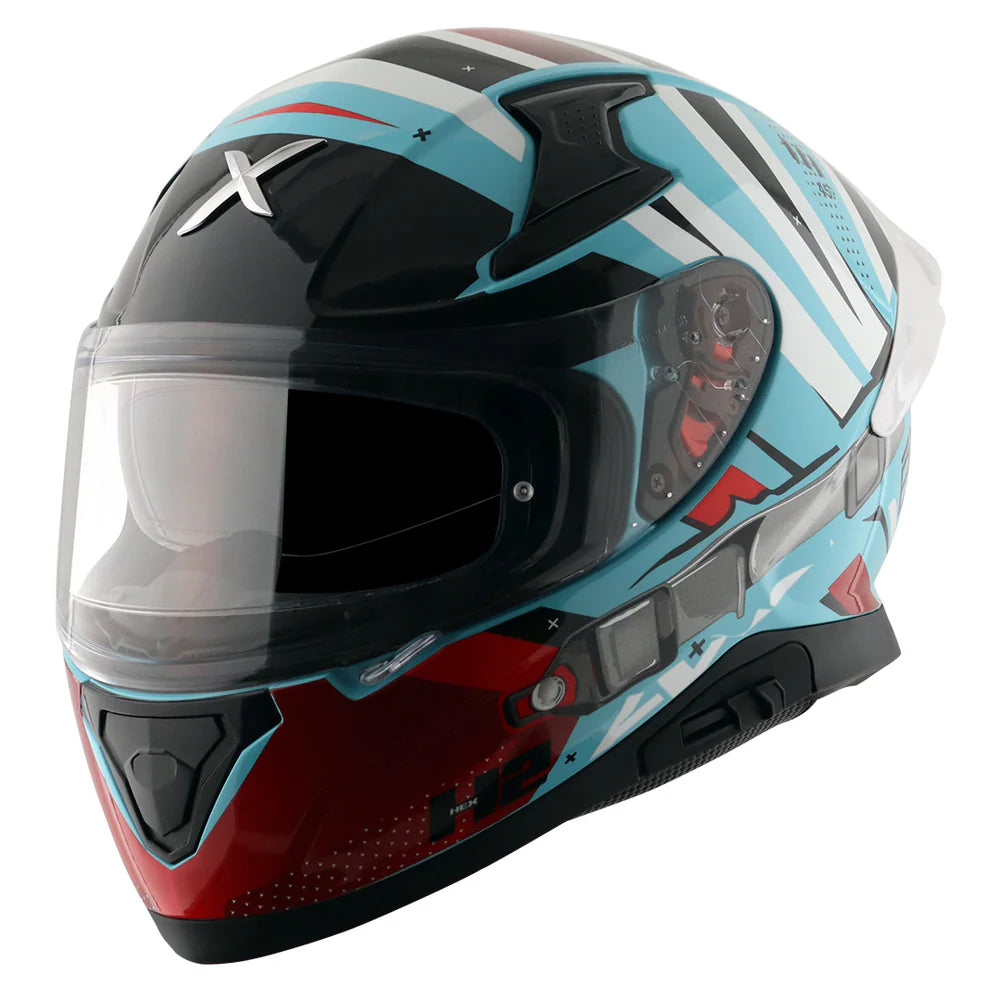 Axor Apex Biking Helmet-Hex 2 -Gloss Blue Red