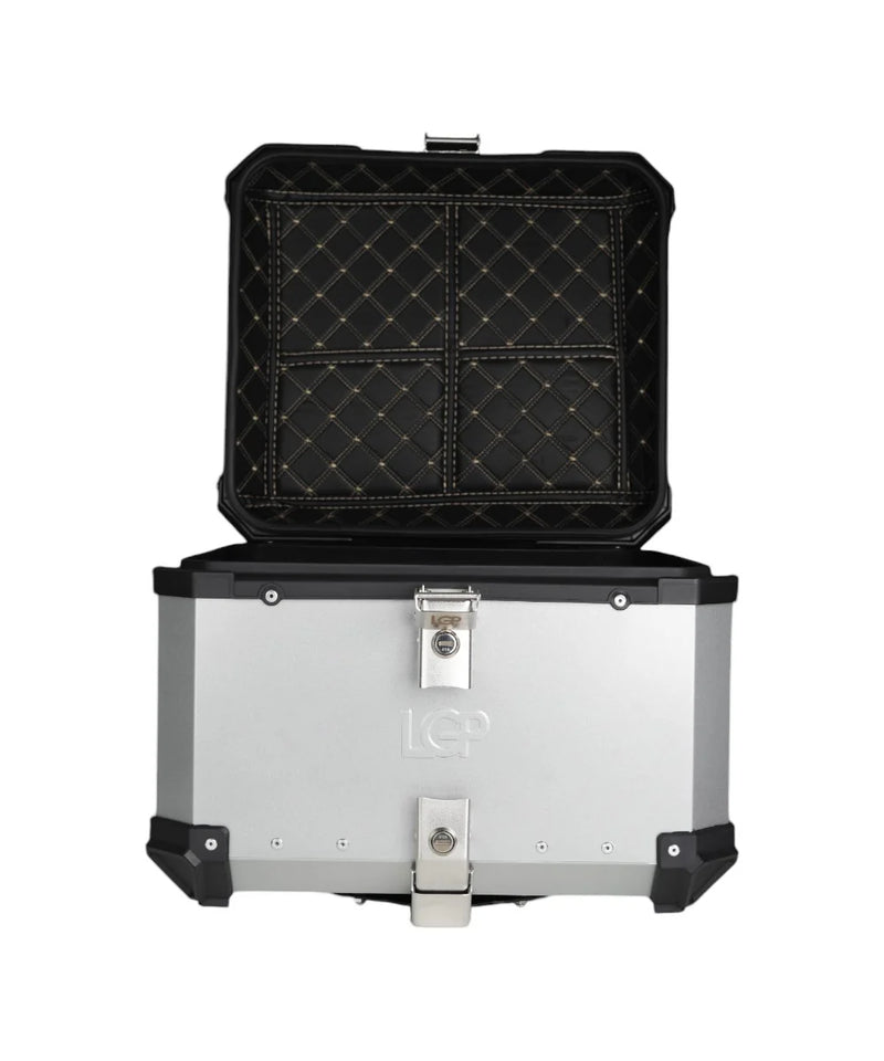 LGP Plain Type Universal Silver 45L Aluminum Top Box – Heavy-Duty Motorcycle Luggage