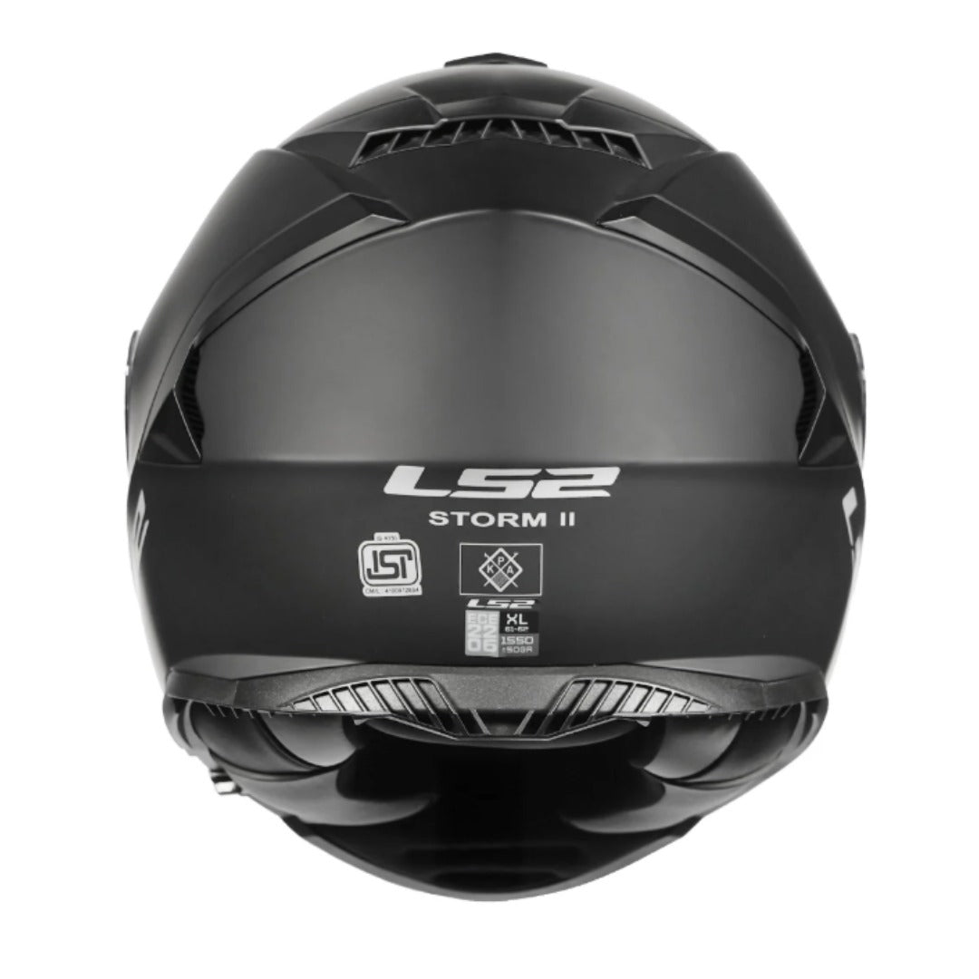 LS2 FF800 Storm II Solid Matte Black Helmet | ECE 22.06 & ISI Certified Touring Helmet