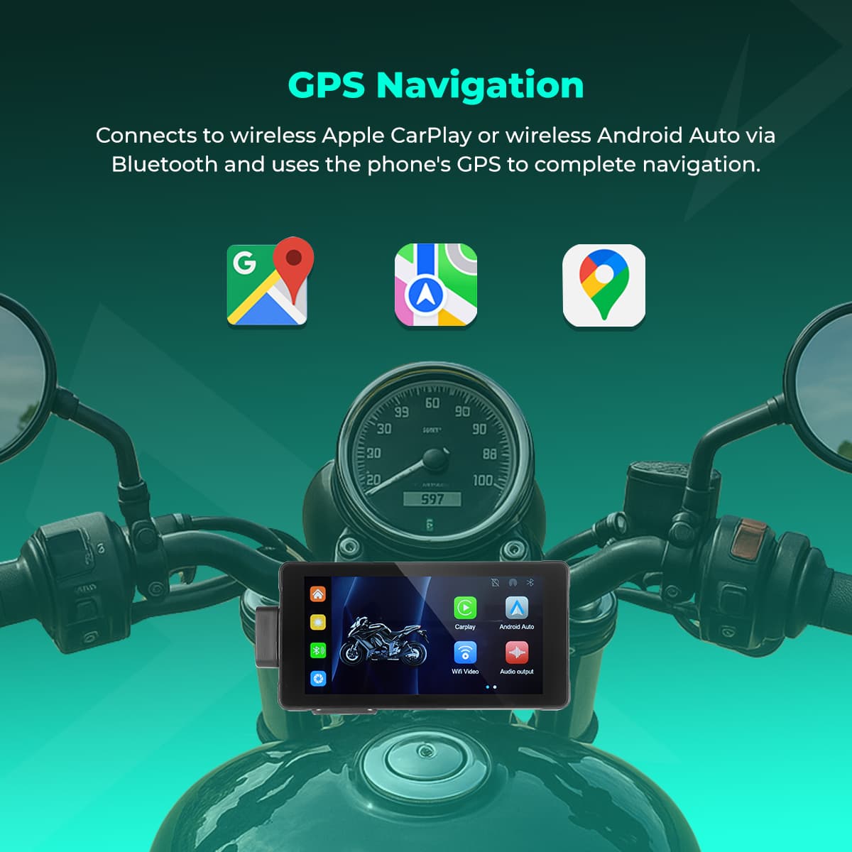 Simtac Motorcycle GPS CarPlay & Android Auto System – M10DR with Dual HD Cameras & 5.5” Touchscreen