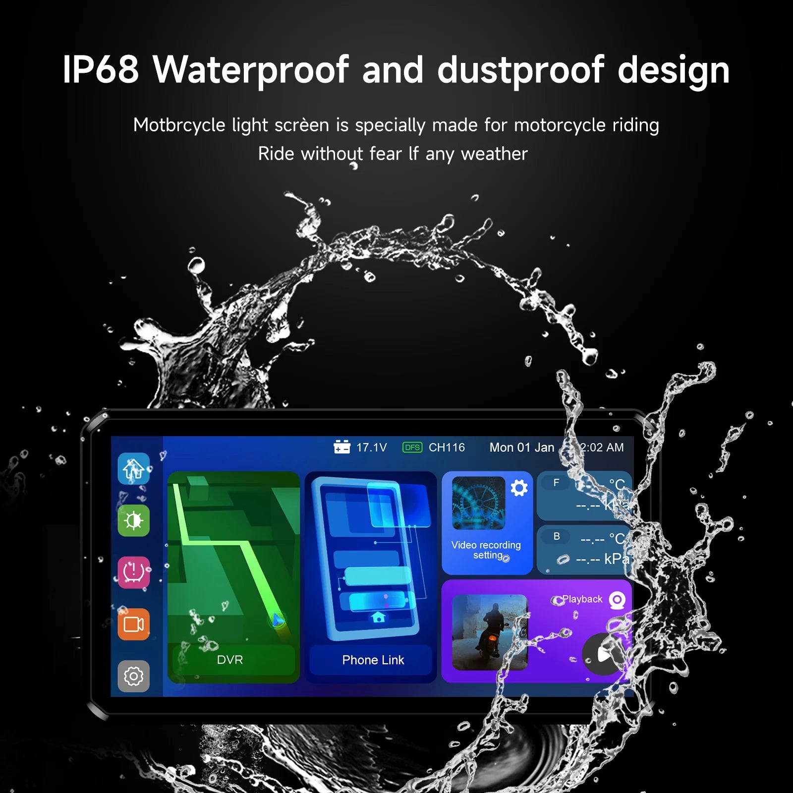 AlienRider M2Promax Motorcycle GPS Carplay Android Auto Screen