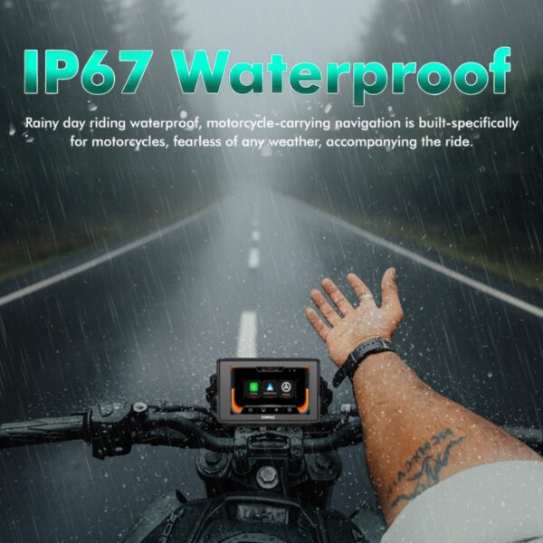 Simtac M2T Motorcycle GPS Display – 5” Touchscreen with TPMS | Apple CarPlay & Android Auto | Waterproof Navigation System