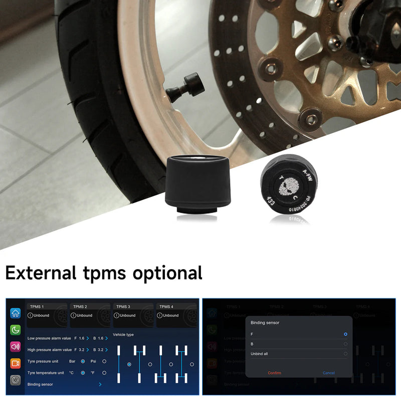 Alien Rider M2Max Motorcycle Streaming Smart System,77G mmWave Radar Blind Spot Detection,Wireless Connectivity with CarPlay/Android Auto,Rear-View Streaming Lane Change Assist,1080P HD Dashcam,TPMS