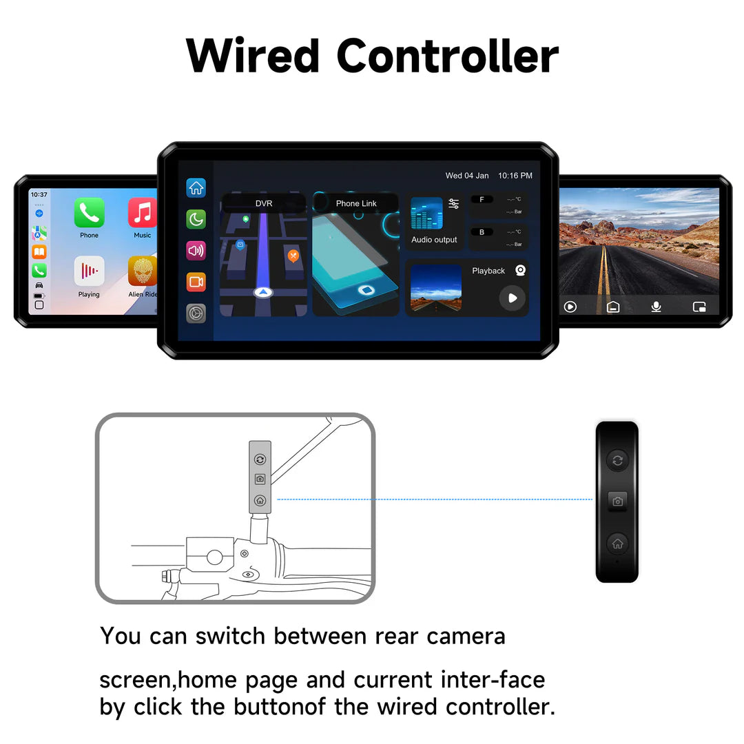 Alien Rider M2Max Motorcycle Streaming Smart System,77G mmWave Radar Blind Spot Detection,Wireless Connectivity with CarPlay/Android Auto,Rear-View Streaming Lane Change Assist,1080P HD Dashcam,TPMS