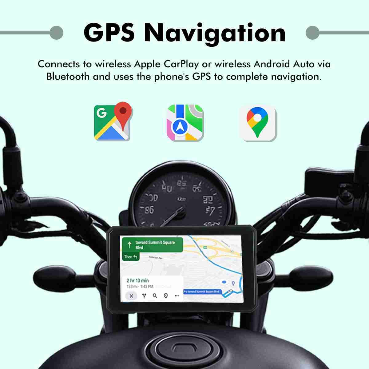 Simtac M3T 5-inch Motorcycle GPS with Wireless CarPlay & Android Auto | With TMPS