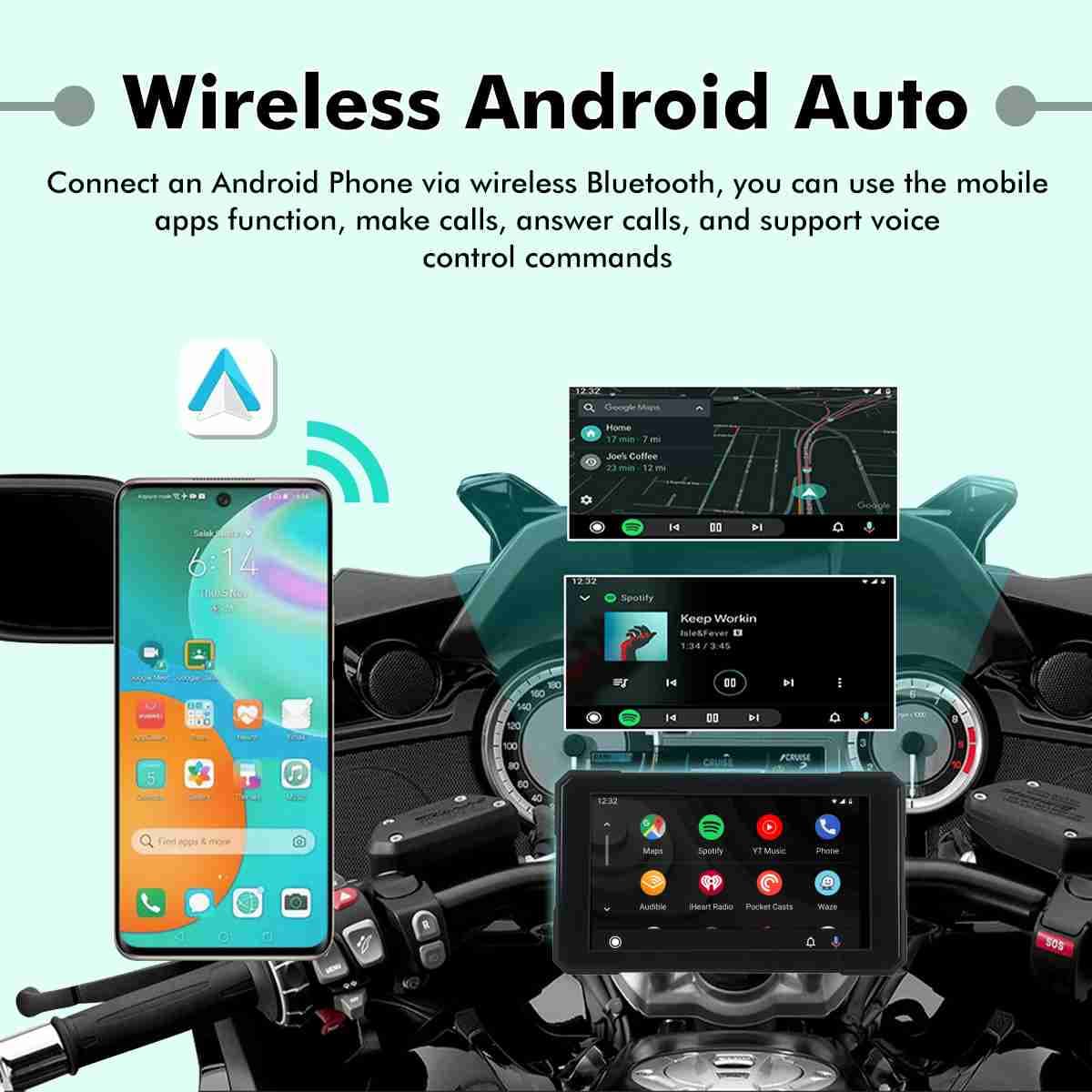 Simtac M3T 5-inch Motorcycle GPS with Wireless CarPlay & Android Auto | With TMPS