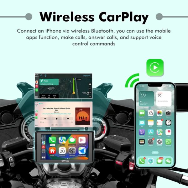 Simtac Motorcycle GPS CarPlay & Android Auto System – M4DT with TPMS & Dual HD Cameras