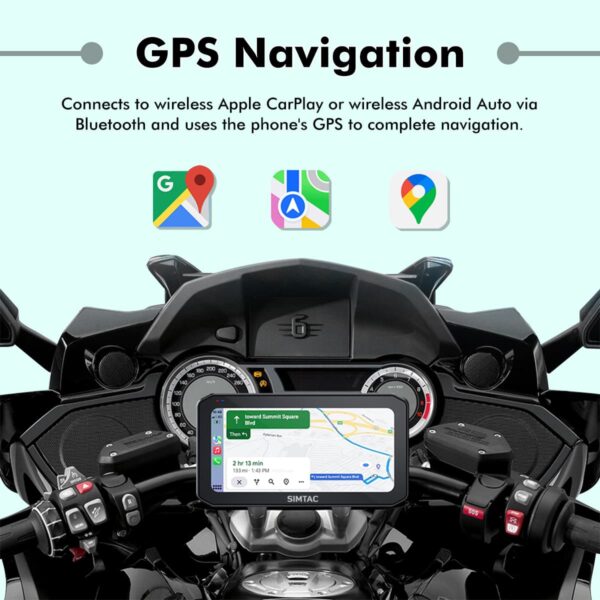 Simtac Motorcycle GPS CarPlay & Android Auto System – M6DT with Dual Cameras & TPMS