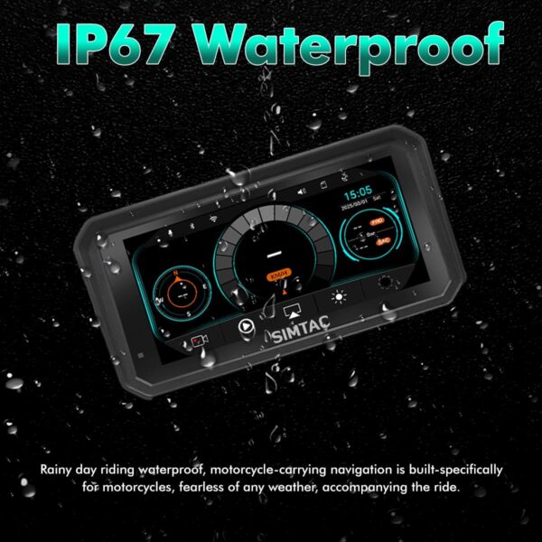 Simtac M8DT Quick Detachable Motorcycle GPS with CarPlay & Android Auto