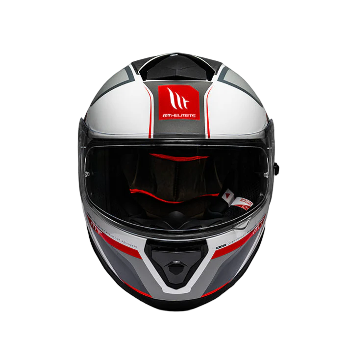 MT THUNDER 3 SV PRO MOTORCYCLE FULL FACE HELMET - Nova A2 Gloss White Grey Red Helmet