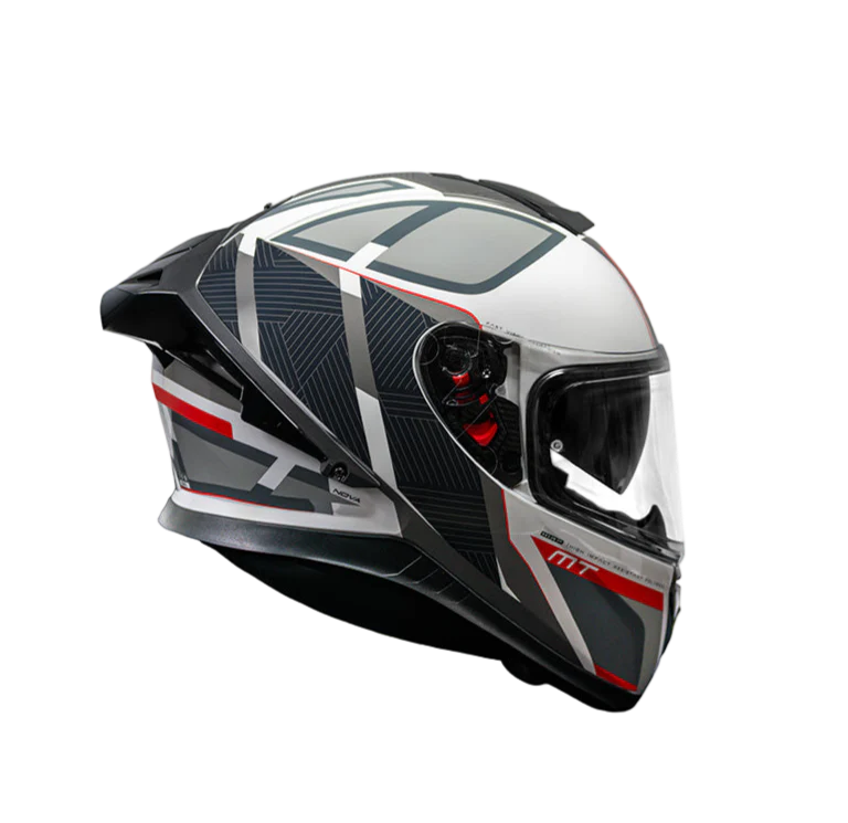 MT THUNDER 3 SV PRO MOTORCYCLE FULL FACE HELMET - Nova A2 Gloss White Grey Red Helmet