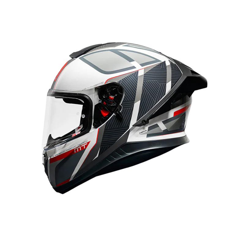 MT THUNDER 3 SV PRO MOTORCYCLE FULL FACE HELMET - Nova A2 Gloss White Grey Red Helmet