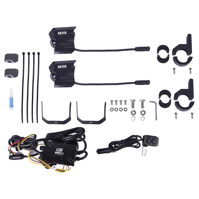 FOG LAMP DK260 WITH WIRING HARNESS AND WIRED SWITCH FOR ALL BIKES | LGP