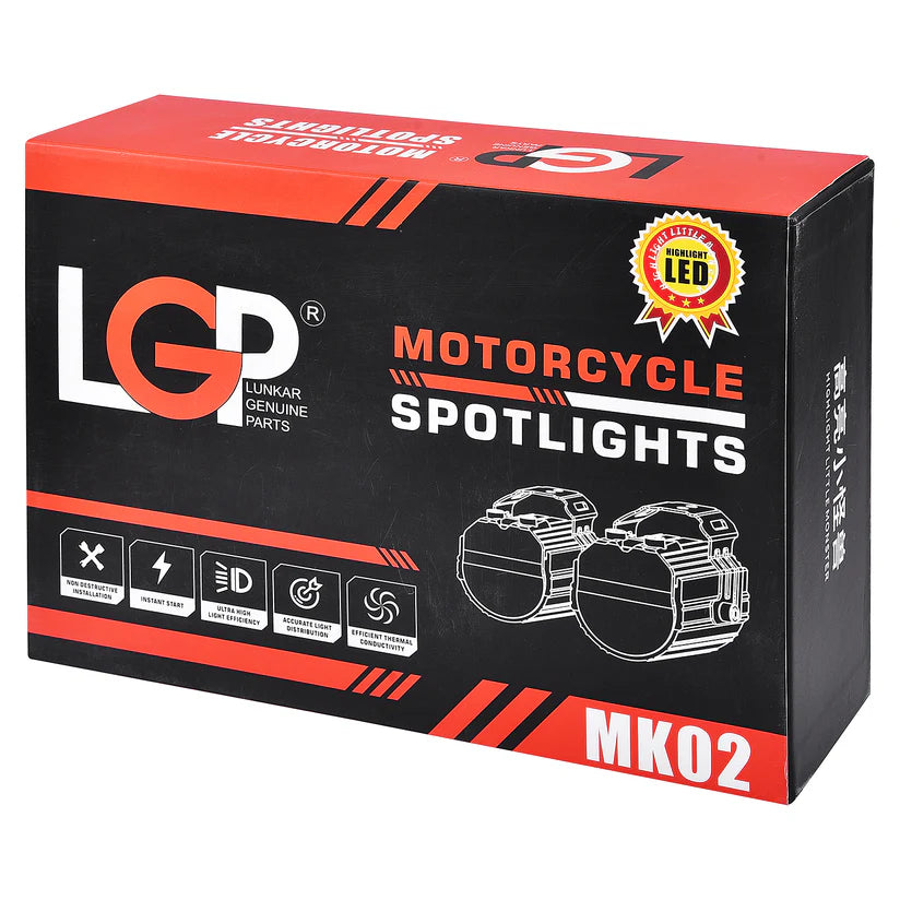 LGP Spotlight MK02 Motorcycle LED Light – 60W 7000LM Auxiliary Fog Light for Bikes
