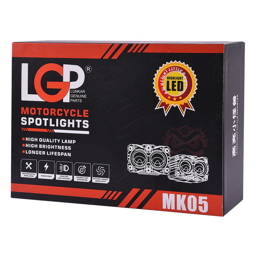 LGP Spotlight MK05 Dual Beam Motorcycle Auxiliary Light 80W 7000LM