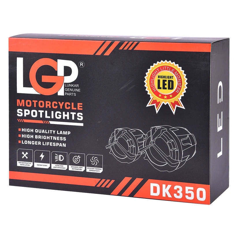 LGP DK350 60W Motorcycle Fog Lamp / Spotlight – 7000 Lumens with Wireless Control (Yellow + White Beam)