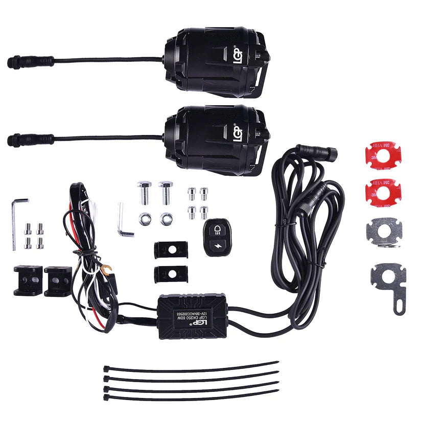 LGP DK350 60W Motorcycle Fog Lamp / Spotlight – 7000 Lumens with Wireless Control (Yellow + White Beam)