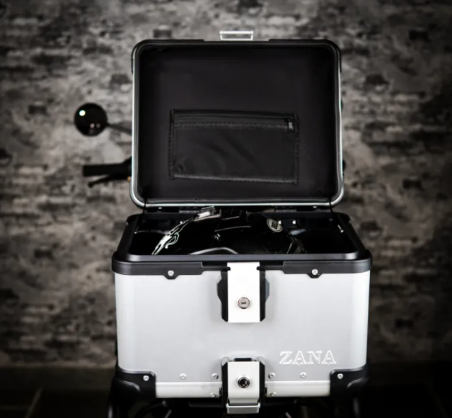 ZANA Top Box Aluminium Silver (45L) R-Flat with Backrest Cushion