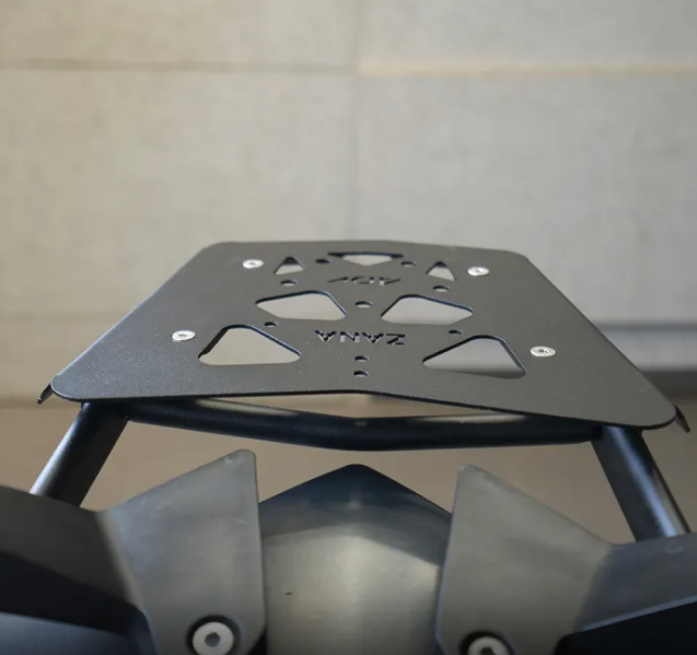 ZANA Top Rack V2 with MS Plate (Matte Black Texture) for KTM ADV 250/390/390X – Compatible with Grab Rail