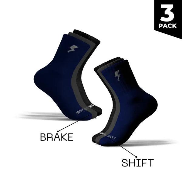 3 Pack - Brake/Shift - Moto Socks (Black/Grey/Navy)