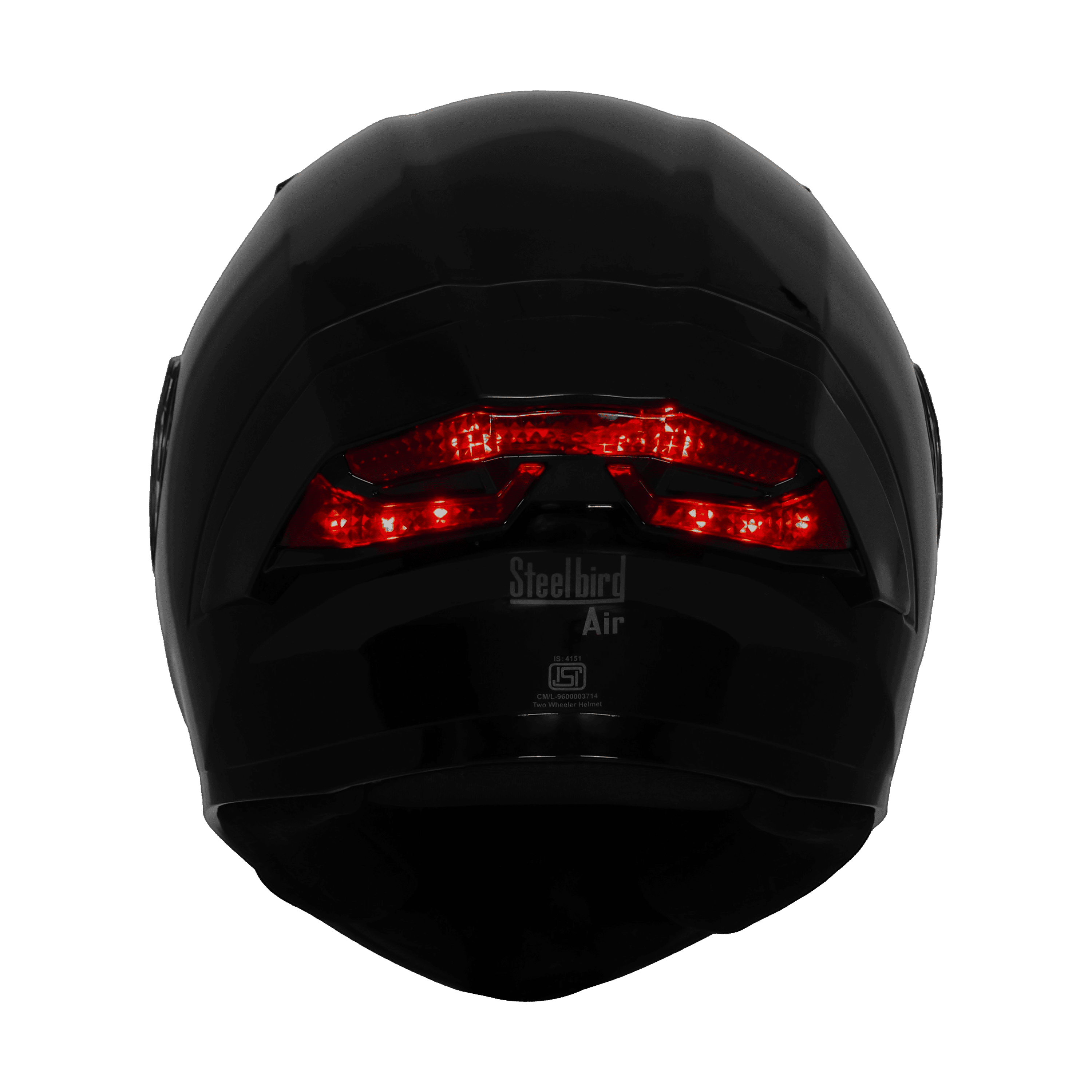 Steelbird Air SBA-11 ISS LT Glossy Black Helmet with LED Light