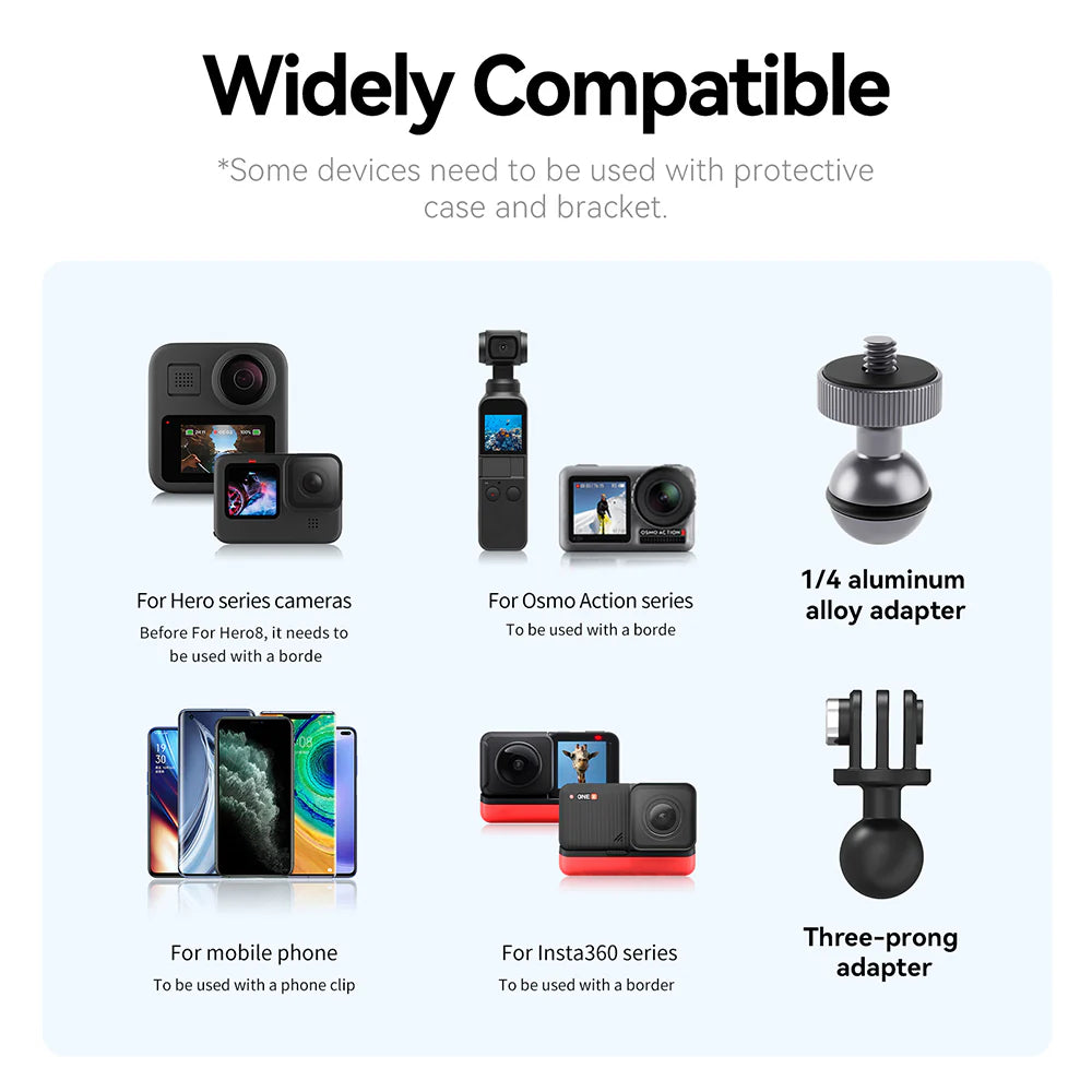 TELESIN Plastic Universal Handlebar Mount Tube Clamp