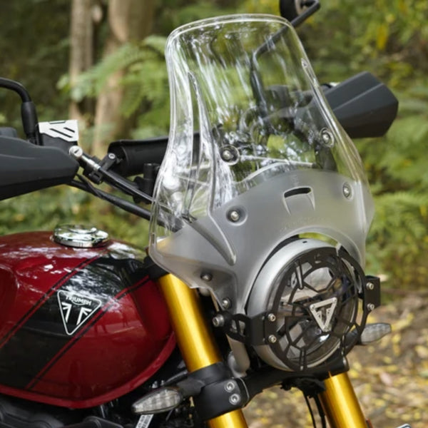 "WANDERER" Premium Touring Windshield for Triumph Scrambler 400X - Smoked/Clear /Carbon Racing
