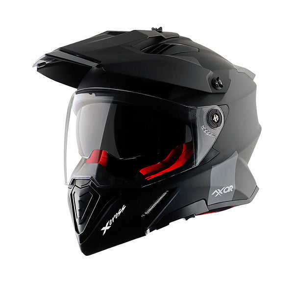 AXOR XCross Dual Visor Solid Black Red Helmet