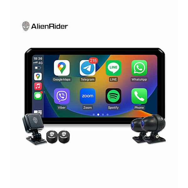 Alien Rider M2 Pro Motorcycle Dual Recording Bike Navigation System TPMS GPS With Touch Screen