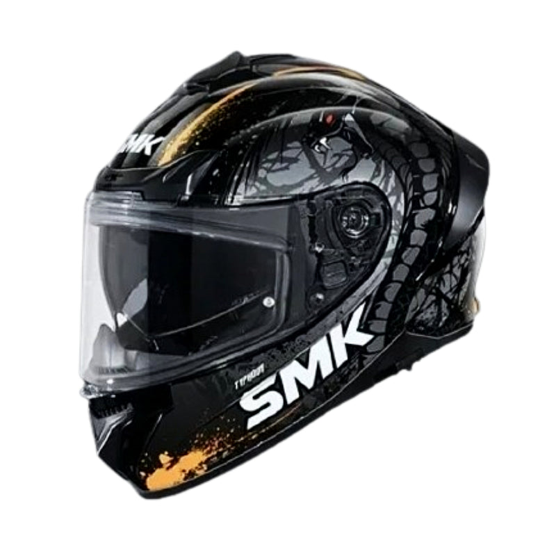 SMK Typhoon Reptile Black Grey Orange Gloss Helmet