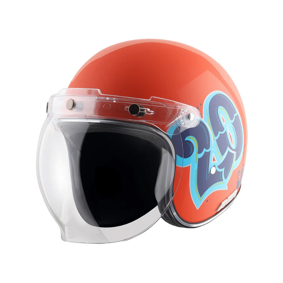 Axor Retro Jet Sportz C13 Helmet Orange Blue